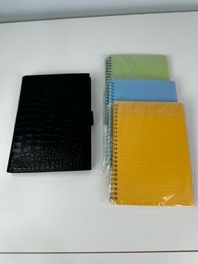 Black Croc Embossed A5 Planner with Four Wirebound Notebooks Snap Closure
